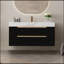 Meuble-lavabo 35,4 po à dessus en pierre frittée avec lavabo encastré-285487381