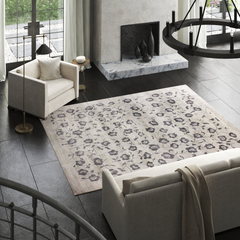 Solandra Floral Area Rug in Gray