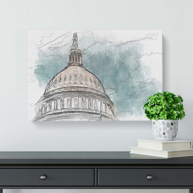 Capitol Hill White House In Abstract - Wrapped Canvas Print, 60cm H x 91cm W x 3cm D