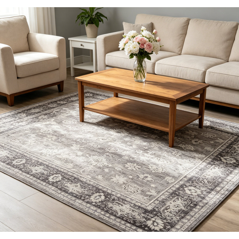 lxt-Boho Area Rug Living Room Rugs Floral Carpet Machine Washable Carpet Non Slip Soft Rugs for Bedroom Dining Kitchen Office