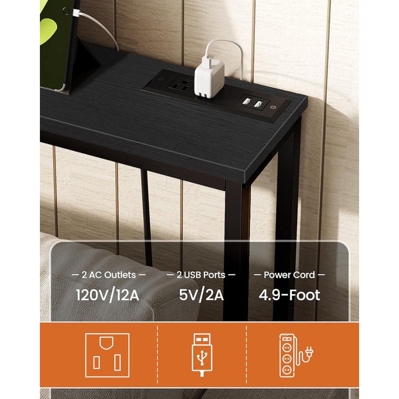 78.7" Narrow Console Table with Power Outlet,Sofa Long Behind Couch Table