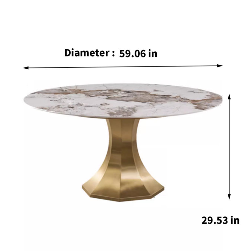 Koball Round Metal Base Dining Table, 29.53"H x 59.06"L x 59.06" W