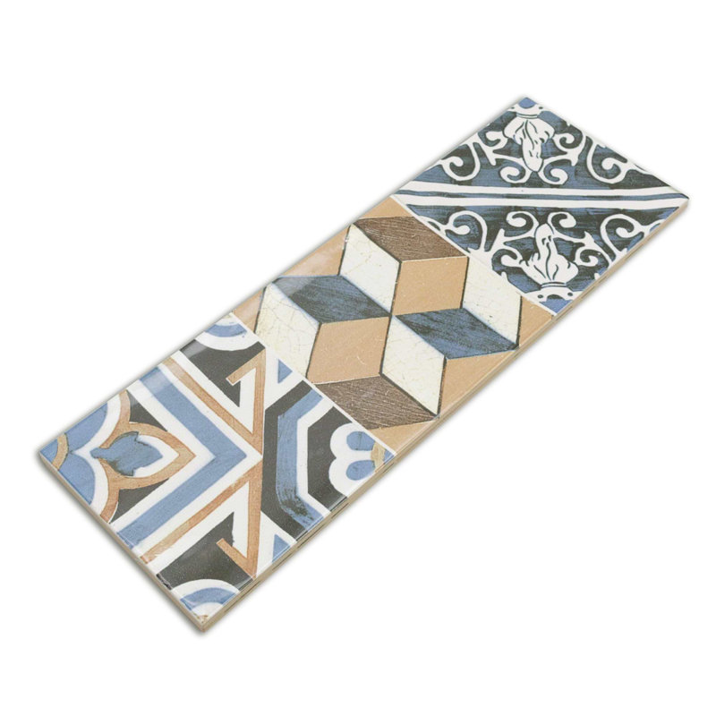 Santa Monica 4X12 Ceramic Wall Tile, Warm Deco