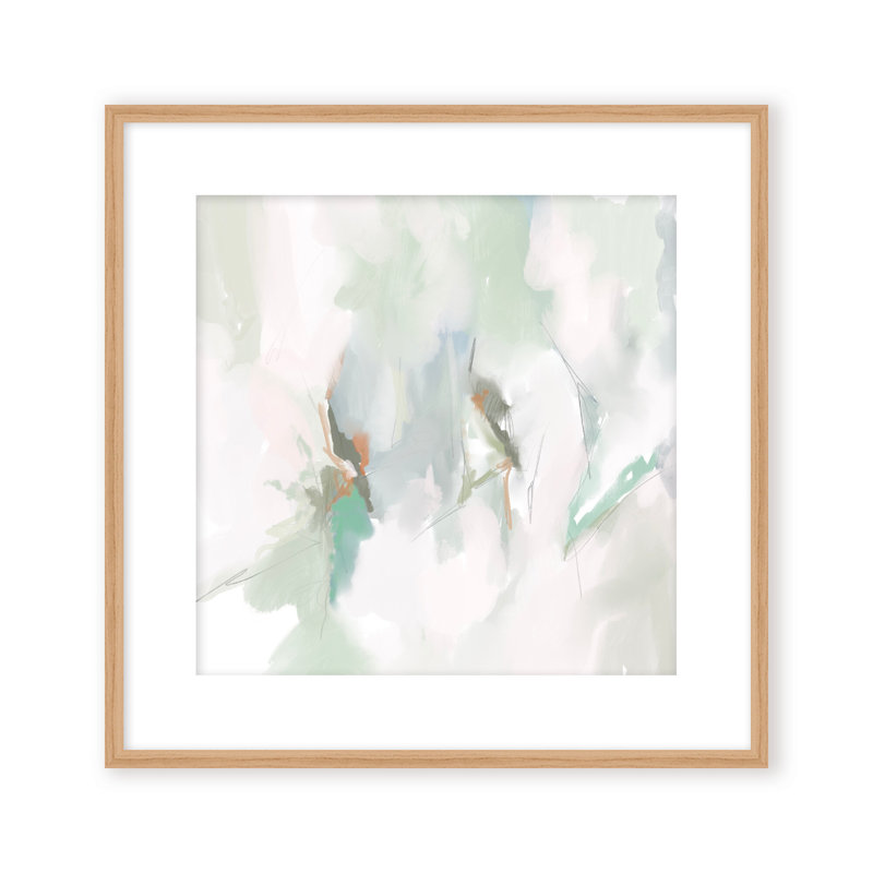 Abstract Coastal Bloom, 36" H x 36" W x 1.125" D, Framed Matted Print, Beige