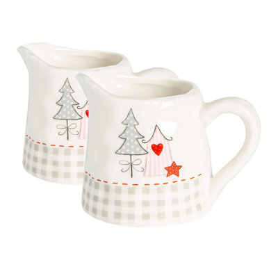 Nicola Spring - Patchwork Christmas Milk Jugs - 200ml - White