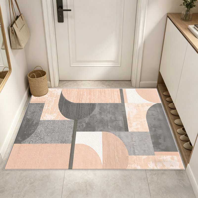 Soft Pink Geometry carpet-easy to clean, machine-washable, soft and comfortable; suitable for door mats, kitchens, living rooms, bedrooms, corridors, and laundry areas. Easy to clean, durable carpet for home decoration.