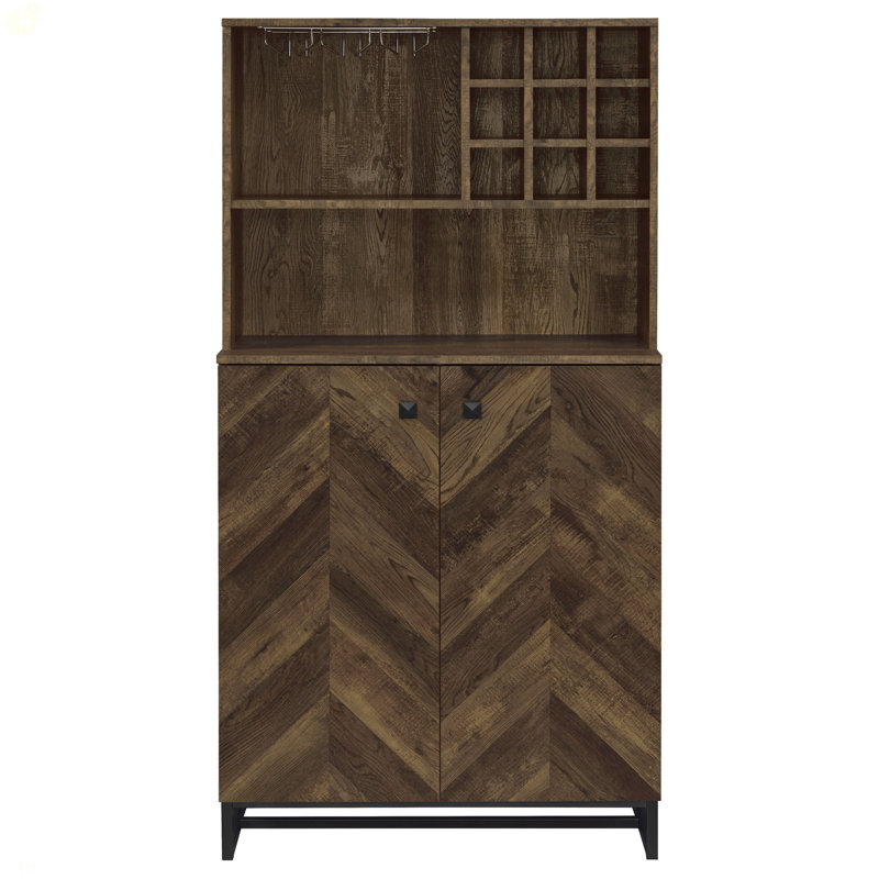 Harlie Rustic Oak 2-Doors Wine Cabinet