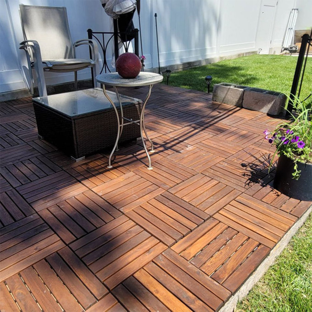 12" x 12" Square Wood Flooring Tiles, Acacia Interlocking, Deck Tiles Indoor&Outdoor (Set of 10)