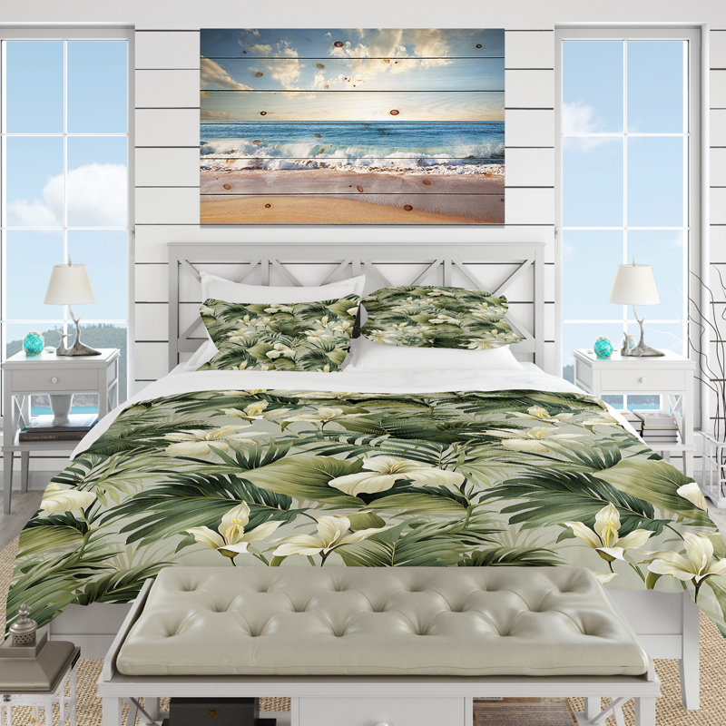 Neutral Tropics Tropical Pattern I - Ensemble de housse de couette tropical, Housse de couette pour très grand lit et 2 très