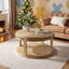 Table basse et canapé 31,5 pouces en bois massif avec tablettes épaissies à deux niveaux, table de rangement robuste