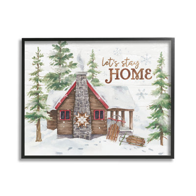 " Cozy Winter Cabin Phrase Single Picture Frame " by Courtney Morgenstern on