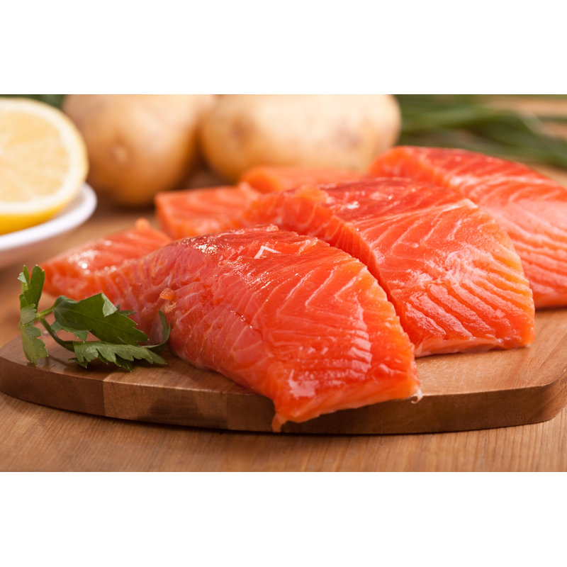 Salmon Pieces - Wrapped Canvas Print, 81cm H x 122cm W x 3.8cm D