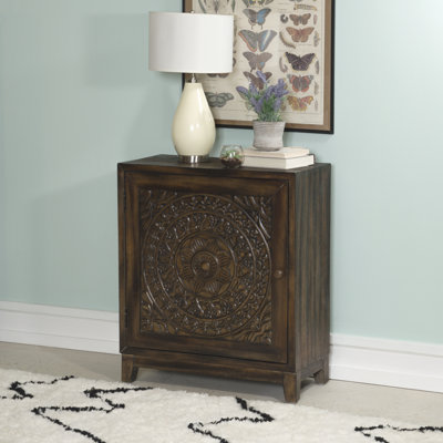 Dix Solid Wood Carved Detail Accent Cabinet