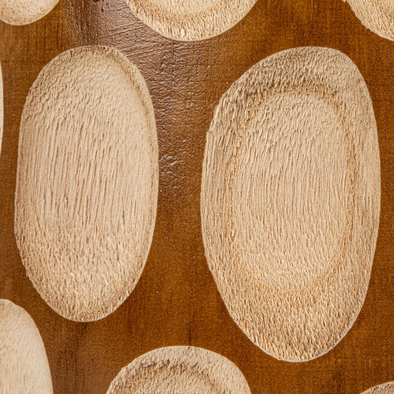 Pot à fleurs en bois sculpté à la main à pois, Noyer
