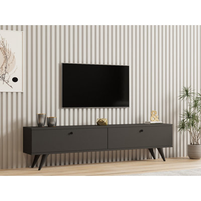 Modern TV Stand with Numerous Shelves, 100% Melamine Coated Particle Board, Additional Storage, Plastic Legs