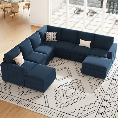 Canapé modulaire en L Aubade de L 107 po avec 2 repose-pieds avec rangement