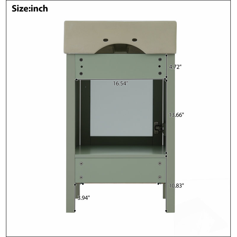 Meuble-lavabo de 20 pouces avec lavabo en céramique et beaucoup de rangement - idéal pour les petites salles de bain, Vert