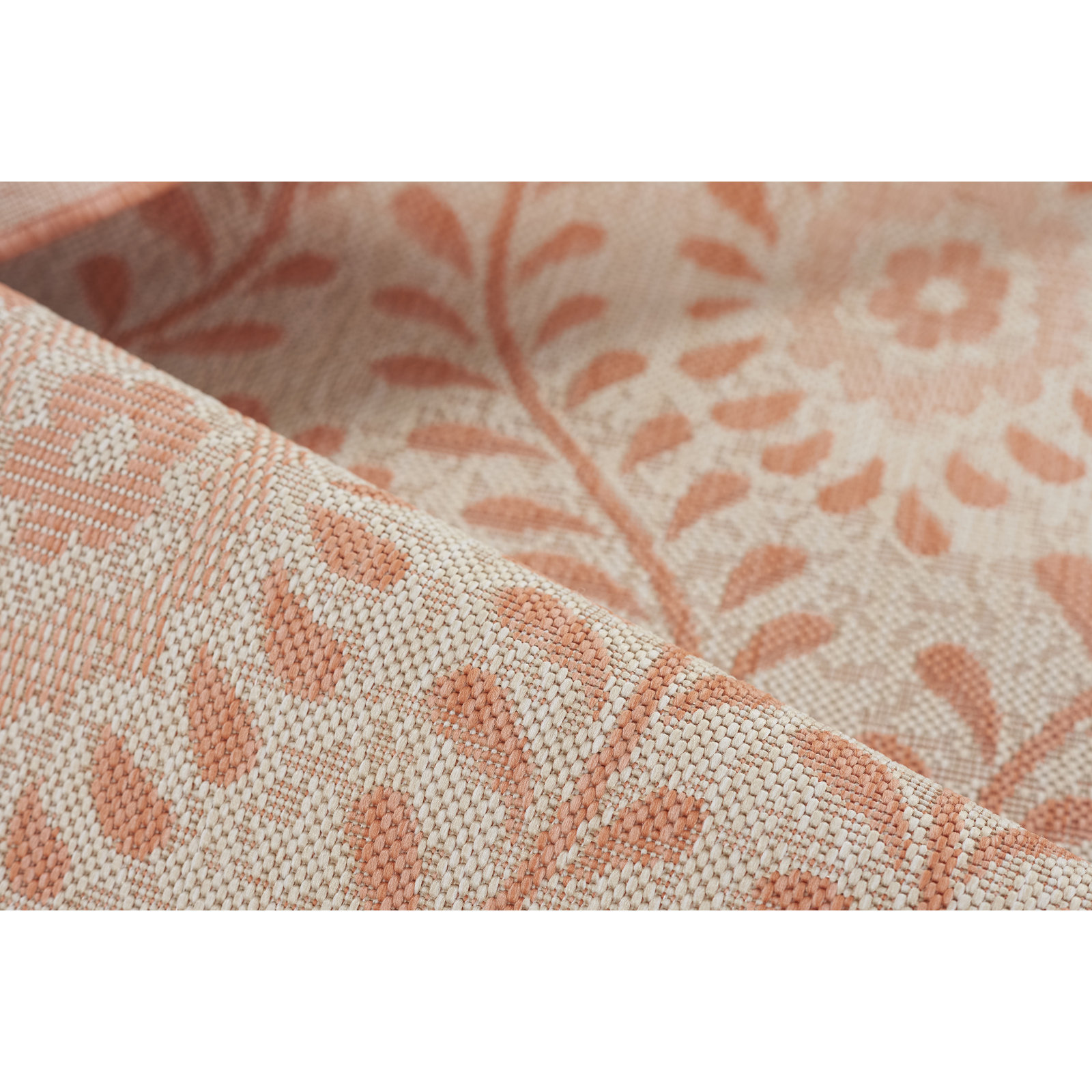 Kasey Coral Beige Floral Outdoor Rug, Runner 2'7" x 7'6"