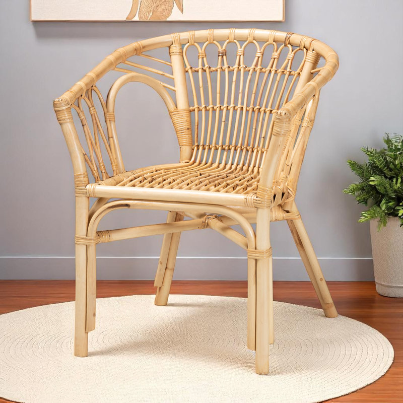 Zivah Bohemian Rattan Dining Chair in Natural Brown, 28.91'' H X 23.45'' W X 23.83'' D