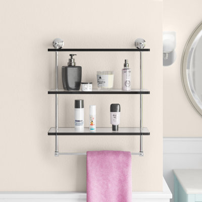 Freyja 3 Piece Glass Tiered Shelf with Towel Bar