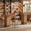 Table de bar à hauteur de bar 39,4 po de hauteur, barre carrée bistro avec repose-pieds en métal, brun rustique, ensemble de 2