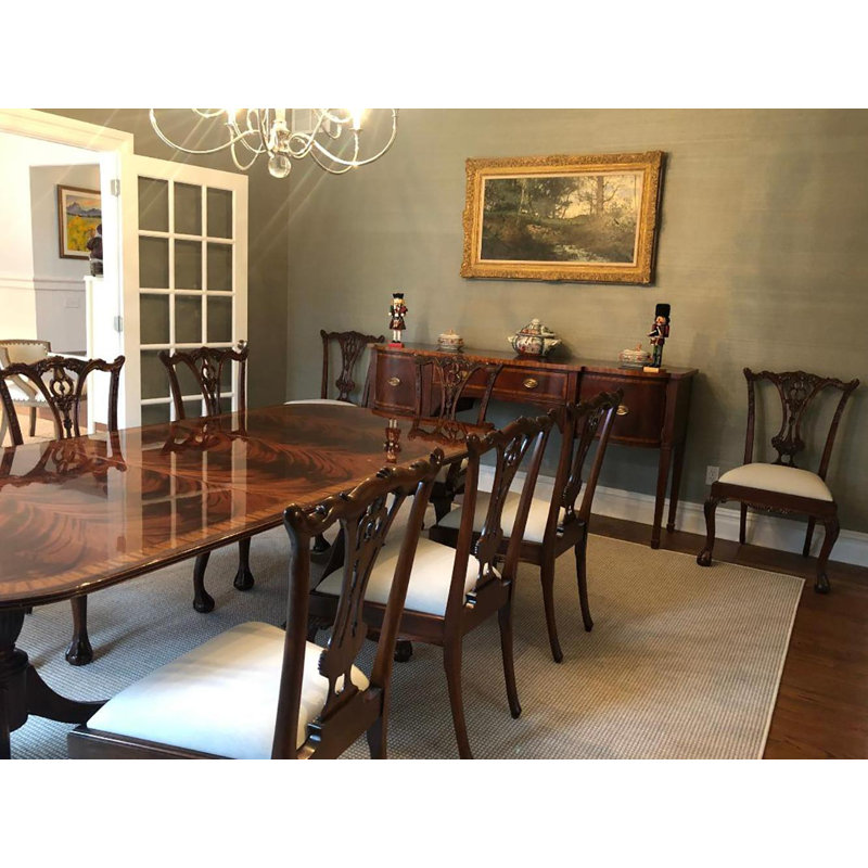 Multi-Banded Mahogany Dining Table