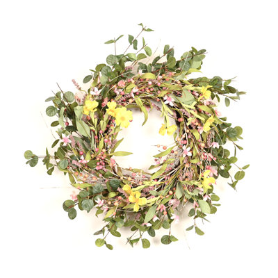 24" Farmhouse Wildflower Fall Floral Wreath for Front Door
