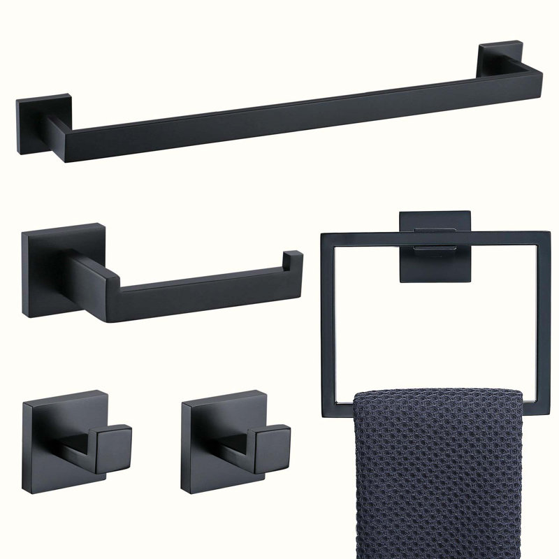 5 - Piece Bathroom Hardware Set, Matte Black