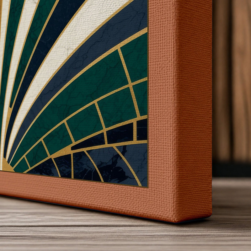 Deco Symmetry Art Deco - Wrapped Canvas, Terracotta Border, 30x20 - 76.2 x 50.8 cm