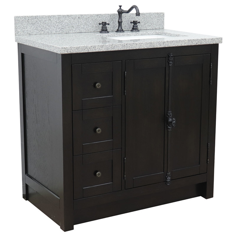 Ensemble de meuble-lavabo simple 37 po Calsbeck, Brun cendré, Granite