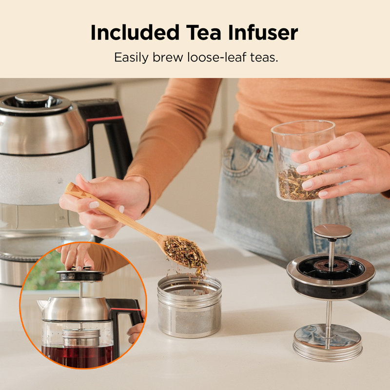 CUCKOO 1.7L Silver Glass Electric Kettle with Tea Infuser