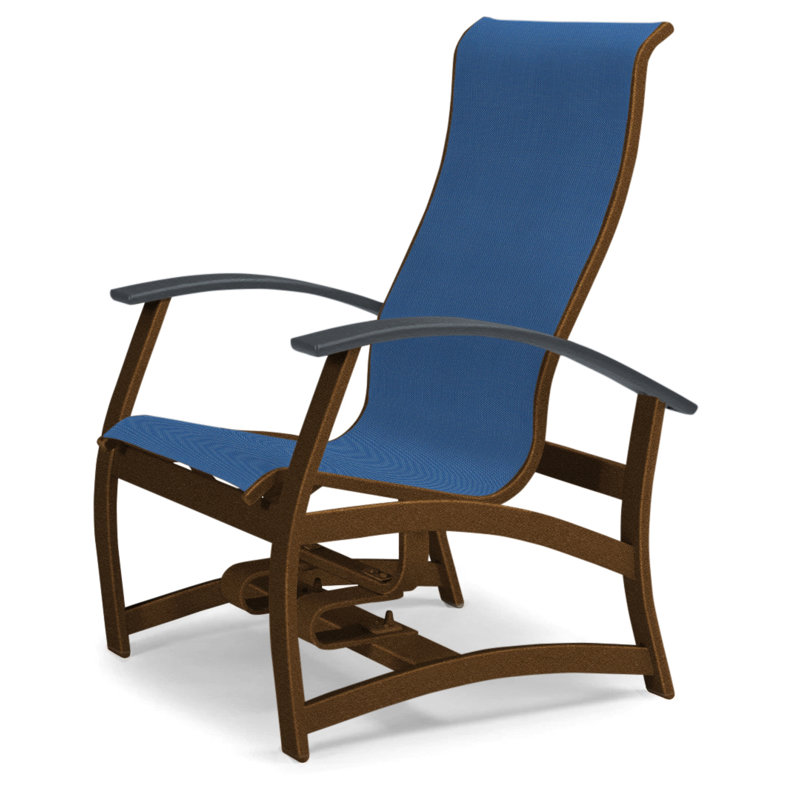 Askar Swivel Powder Coated Aluminum Outdoor Lounge Chair, Classic Graphite P30, Cobalt 35D Sunbrella®, Textured Kona