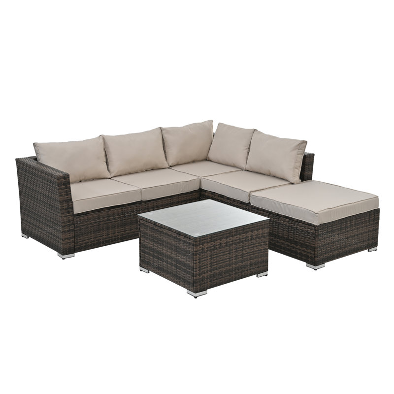 Chilhowie 51.1'' Wide Reversible Metal Patio Sectional with Cushions