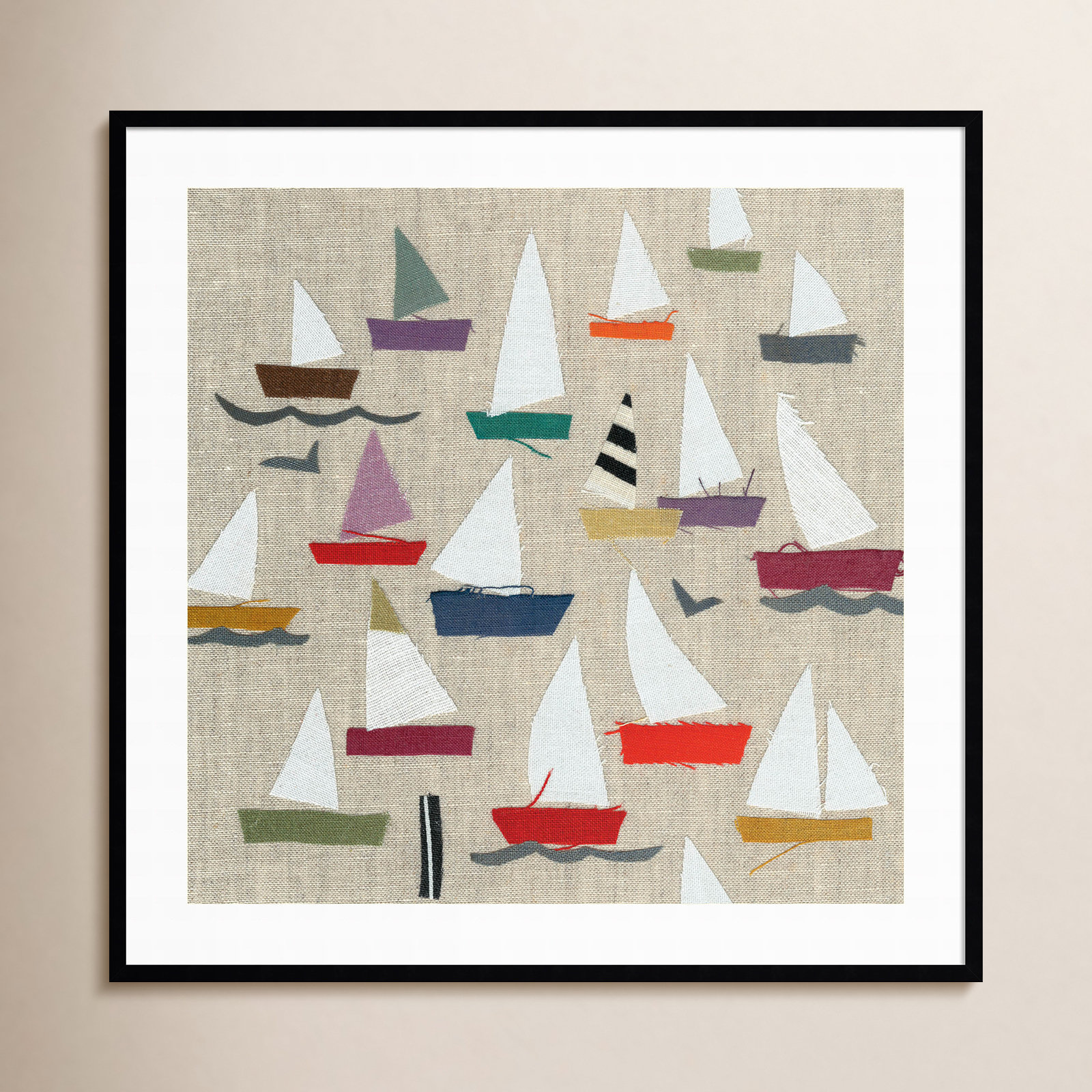 Plain Sailing Print by Jenny Frean, 41" H x 41" W x 1" D, Black
