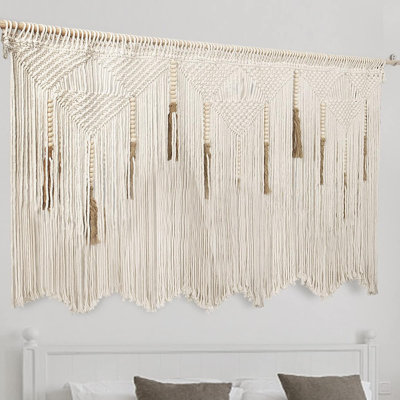 Très grand macramé décoratif mural 70,8 po x 39 po Boho