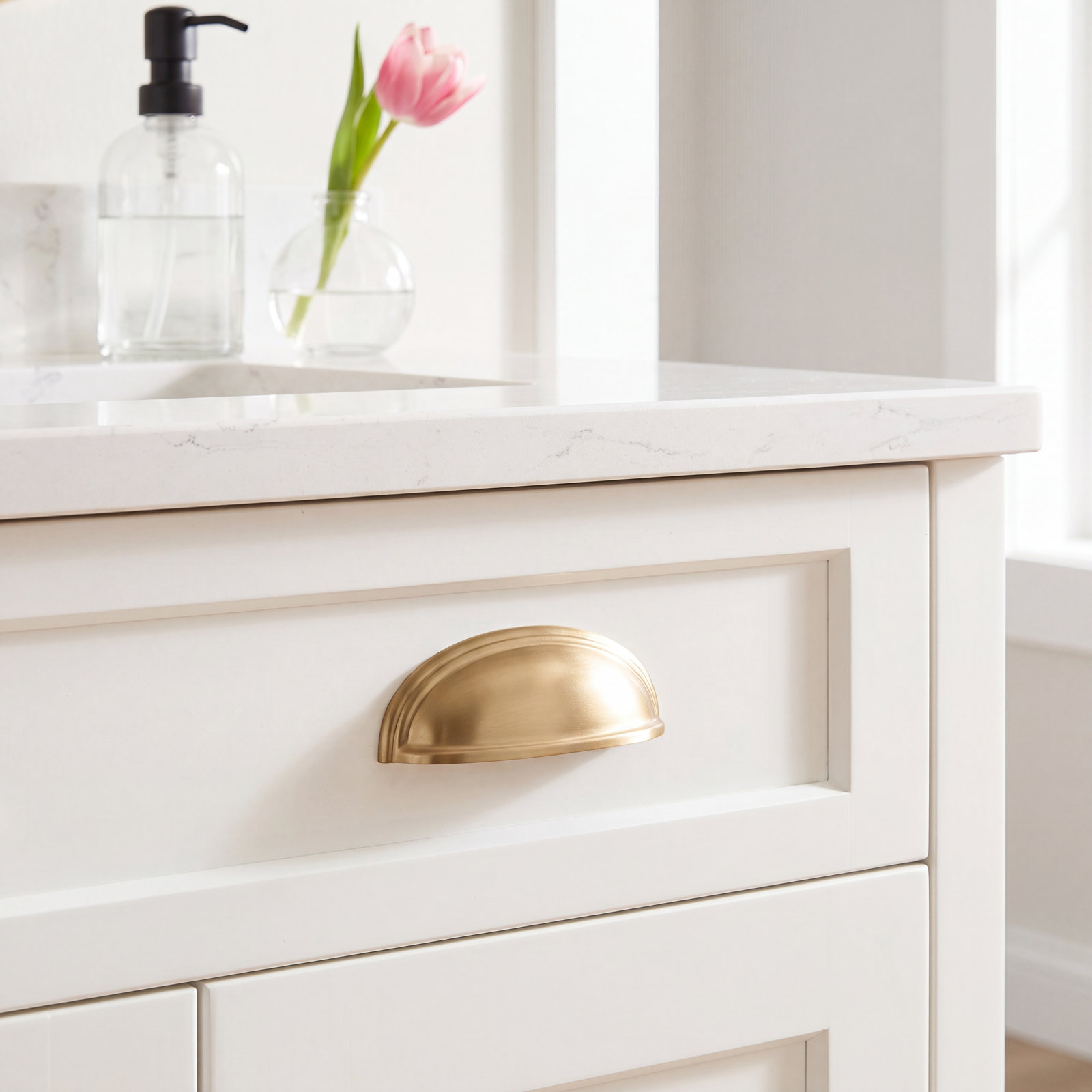 Ashby 4" Cup Bin Cabinet Pull, Golden Champagne