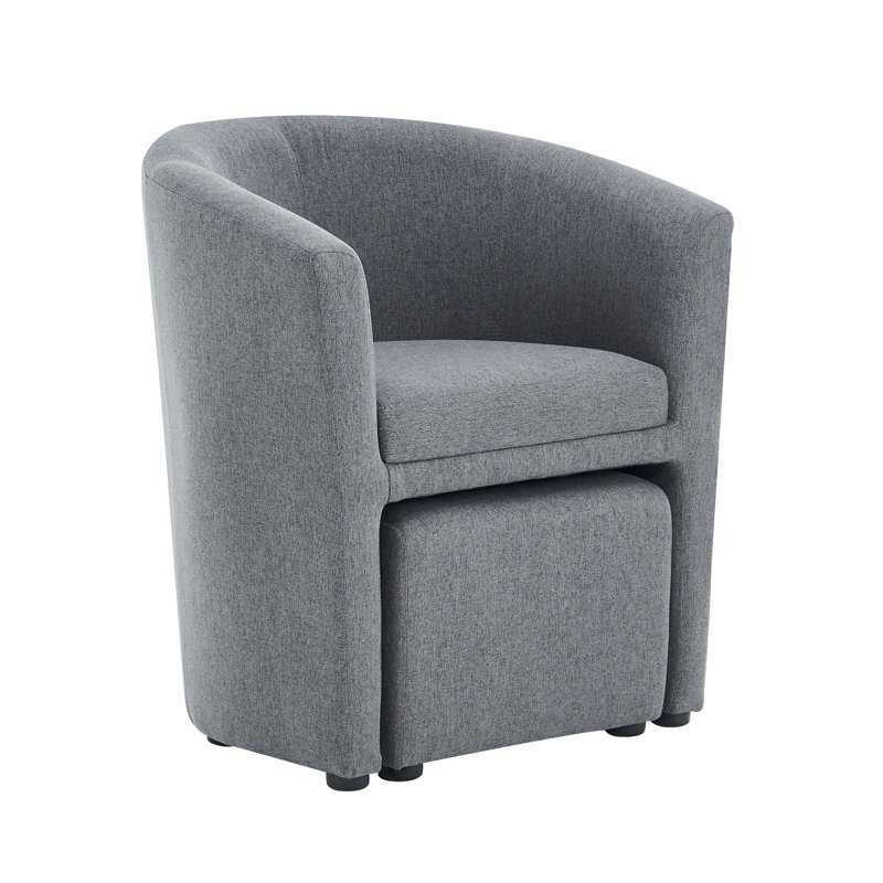 Alleria Fabric Accent Chair with Ottoman, Dark Grey