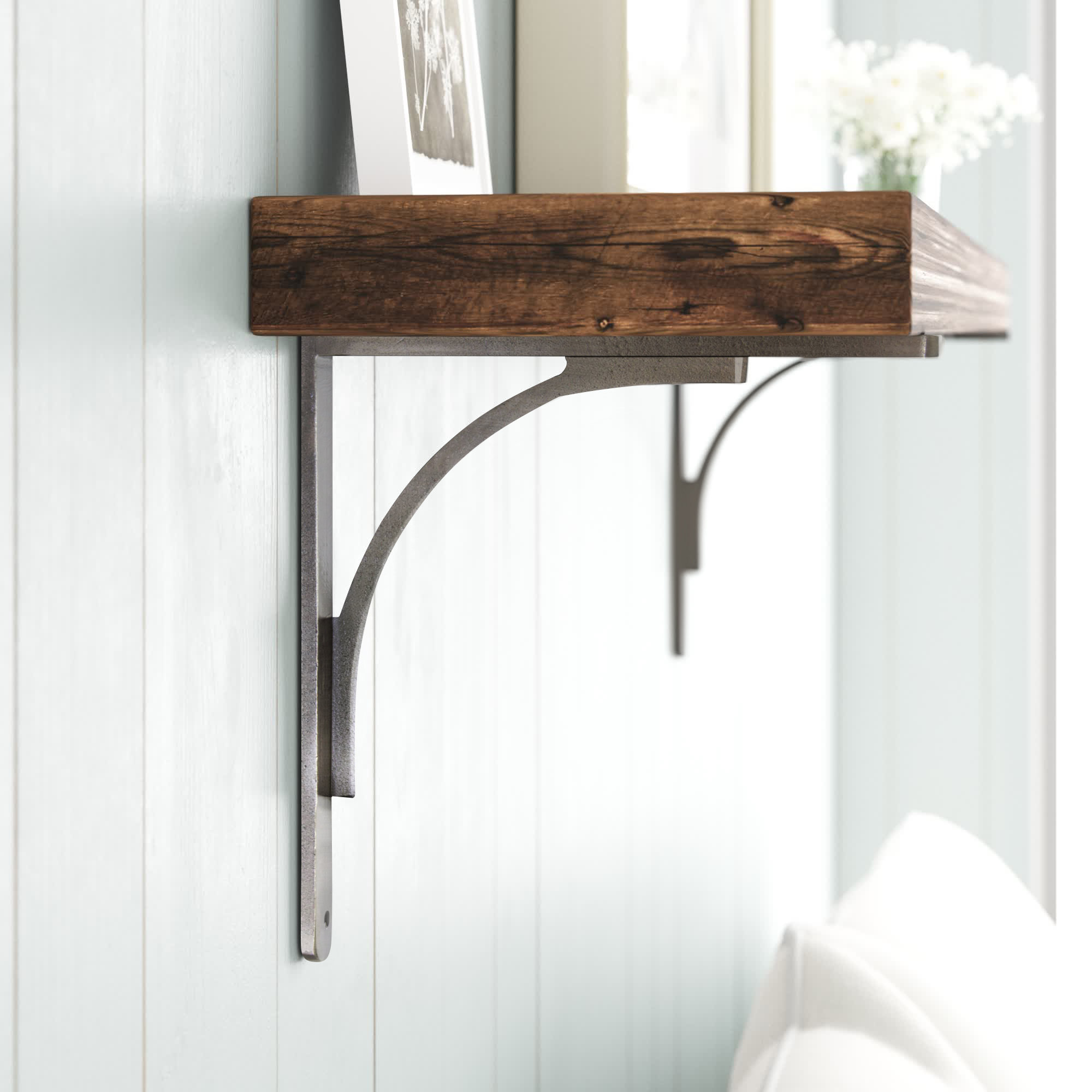 Iron Shelf Bracket, Antique Nickel