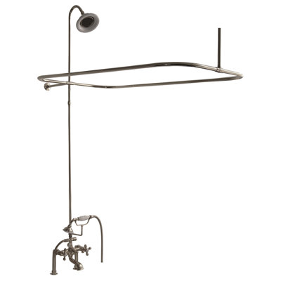 3 Handle Bathroom Clawfoot Tub Faucet with Diverter