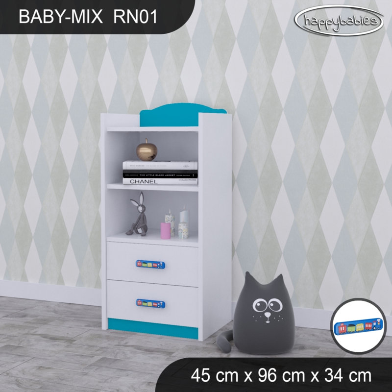 96cm H Kids Cube, White/Blue/Blue, 96cm H x 45cm W x 34cm D