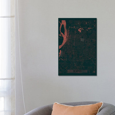 Memphis Infrared Urban Blueprint Map by Hubert Roguski - Wrapped Canvas Print
