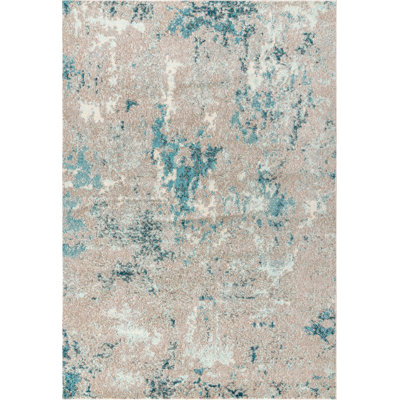 Lasley Contemporary POP Modern Abstract Vintage Faded Blue/Gray Rug