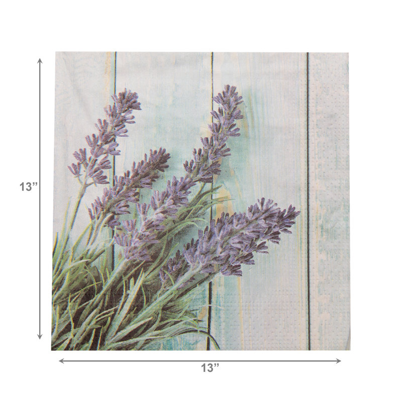 Paquet de 20 serviettes de table lavande 3 plis sur planche - ensemble de 6