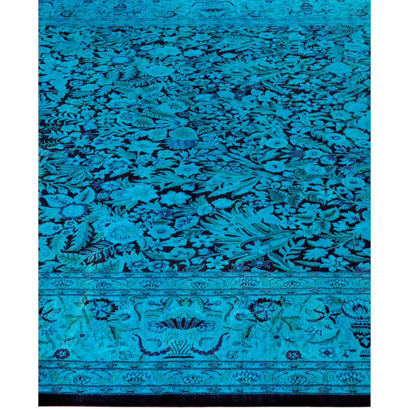 Overdyed Hand-Knotted Wool Modern-Contemporary Green Area Rug 9' 1" x 12' 4"