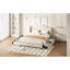 Lit plateforme tapissier avec tête à oreilles, grand lit, 2 tiroirs, lit gigogne simple, sans sommier, tête de lit en tissu beige,-130155536
