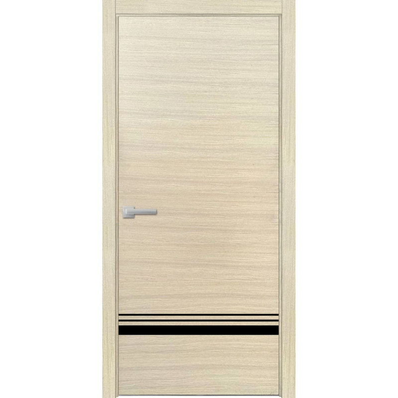 Porte intérieure moderne en bois pré-montée avec quincaillerie Planum 0012, placage naturel, panneau unique, cadre et moulures, portes robustes pour salle de bain et chambre à coucher - 32 po x 80 po