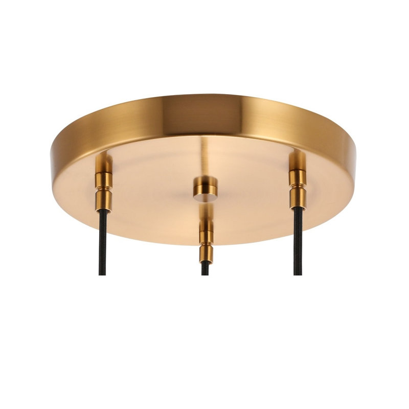 Suspension rectangulaire 3 lumières grappe Thiede, Laiton, Halogène