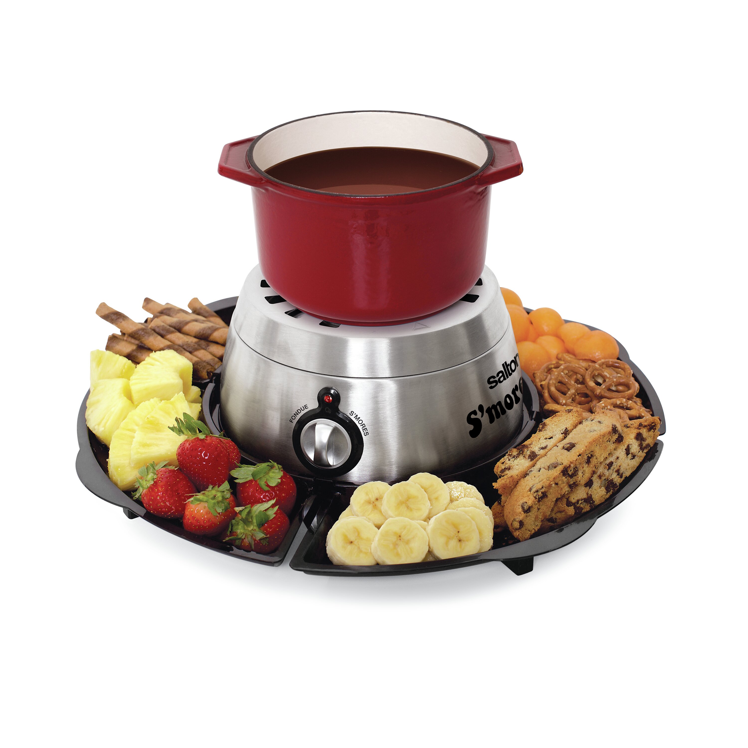 Dash Deluxe Stainless Steel Fondue Maker with Temperature Control, Fondue  Forks, Cup 