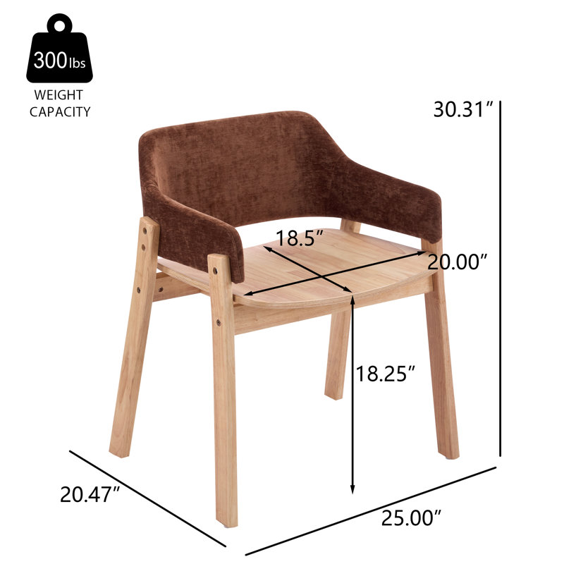 Montara Mid-Century Modern Upholstered Dining Armchairs with Rubberwood Frame, 2