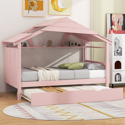 Wood Full Size House Bed With Twin Size Trundle And Storage -  Harper Orchard, 63C2AC8F906F493592D51417AF986A26